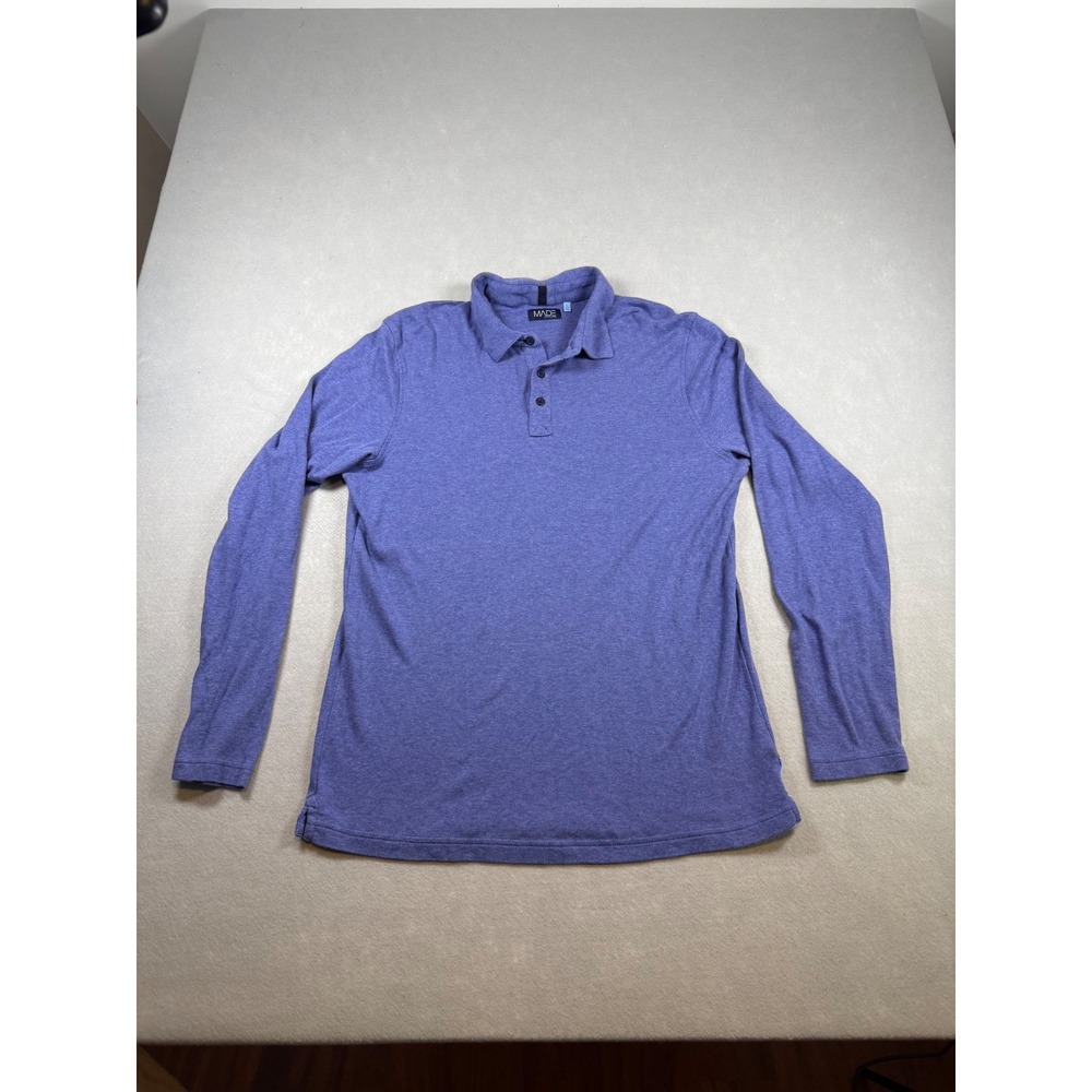 MADE Cam Newton Mens Purple Heather Long Sleeve Polo Shirt Size Large
